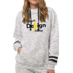 Women’s Mélange Fleece Striped-Sleeve Hooded Sweatshirt